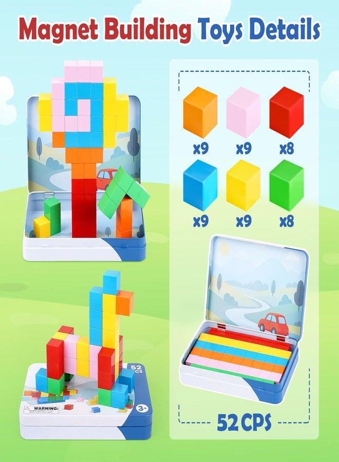 Dreamon 52 PCS Magnetic Blocks with Metal Box, 0.8in Mini Building Cubes Protable Travel Airplane Classroom Toys for Kids Ages 3+, STEM Educational Building Set for Toddlers Boys & Girls Birthday Gifts - Image 5